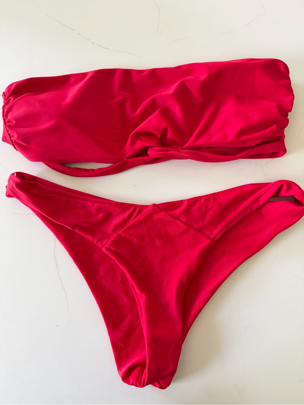 ZAFUL Strapless Bandeau Bikini Set in Bright Red